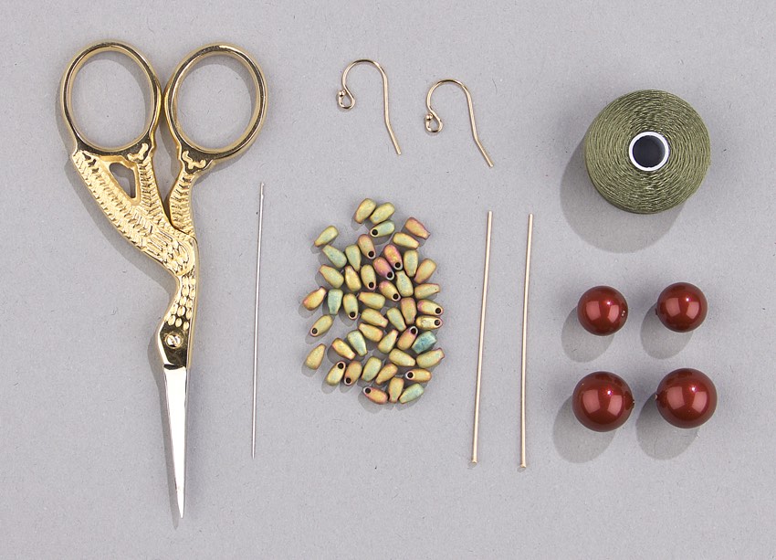 Miyuki Long Drop bead ruffle earrings materials